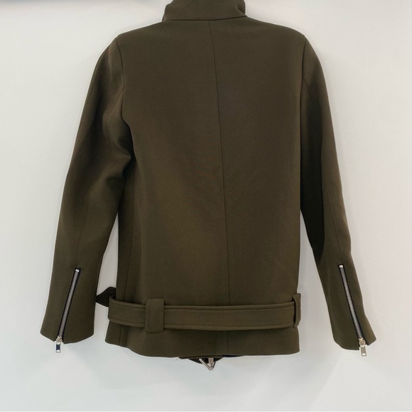 Zara Olive Green Moto Jacket with Belt Size XS - Picture 4 of 9
